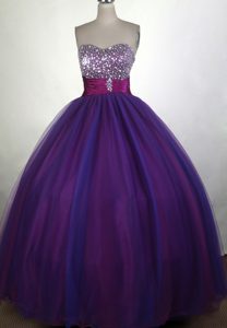 Beaded Purple Sweetheart Quinces Dresses in Taffeta and Organza
