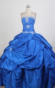 Exquisite Royal blue Taffeta Sweet 16 Quinceanera Dresses with Appliques