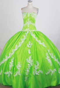 Luxurious Spring Green Strapless Sweet 16 Dresses in Taffeta and Organza