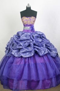 Modest Organza Quinceanera Dresses in Purple to Floor-length