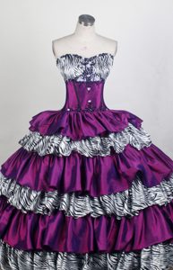 Exquisite Ball Gown Sweetheart Quinceanera Dress with Ruffled Layers and Zebra