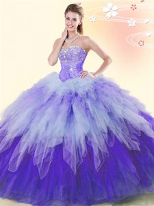 Sweetheart Sleeveless Lace Up Quinceanera Dress Multi-color Tulle