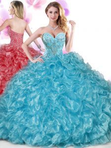 Attractive Sleeveless Beading and Ruffles Lace Up 15th Birthday Dress