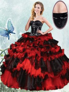 Eye-catching Sleeveless Beading and Ruffled Layers Lace Up Ball Gown Prom Dress