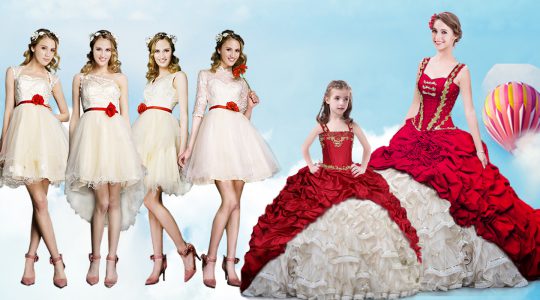Designer Straps Sleeveless Ball Gown Prom Dress With Brush Train Beading and Ruffles and Pick Ups White And Red Organza 