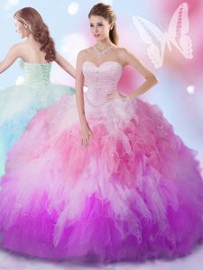 Perfect Multi-color Quinceanera Dresses Military Ball and Sweet 16 and Quinceanera and For with Beading and Ruffles Swee