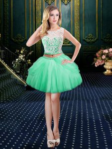 Spectacular Scoop Sleeveless Tulle Dress for Prom Lace Clasp Handle