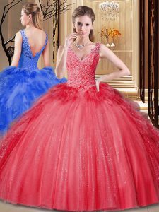 Stylish Sleeveless Backless Floor Length Appliques and Sequins and Pick Ups Sweet 16 Quinceanera Dress
