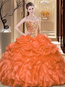 Best Selling Orange Quinceanera Gowns Military Ball and Sweet 16 and Quinceanera and For with Embroidery and Ruffles Swe