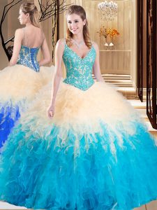 Sleeveless Lace and Ruffles Lace Up 15 Quinceanera Dress