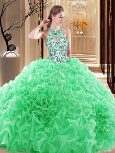 Admirable Sleeveless Organza Brush Train Backless Sweet 16 Dress for Prom and Military Ball and Sweet 16 and Quinceanera