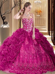 Fabulous Organza Sleeveless Ball Gown Prom Dress Court Train and Embroidery and Pick Ups