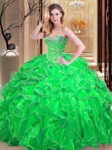 Fantastic Ball Gowns Quinceanera Gowns Sweetheart Organza Sleeveless Floor Length Lace Up