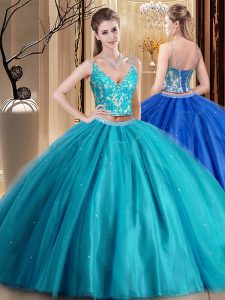 Delicate Sleeveless Beading and Lace and Appliques Lace Up Vestidos de Quinceanera