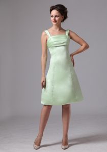 Brand New Straps Knee-length Satin Bridesmaid Dress in Apple Green