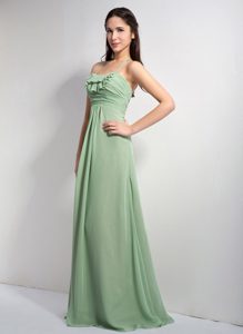 Apple Green Empire Halter Prom Bridesmaid Dresses with Ruching
