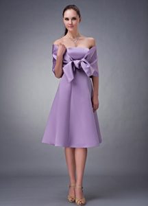 Lavender Off the Shoulder Bridesmaid Dress for Summer Wedding in Satin