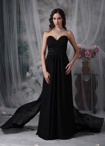 Exquisite Black Sweetheart Dresses for Bridesmaid in Chiffon with Beading