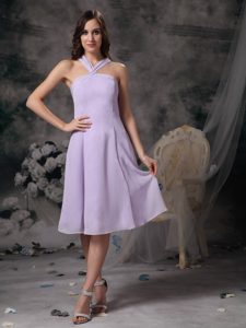 2013 Simple Lilac Empire V-neck Prom Bridesmaid Dress in Chiffon Best Seller