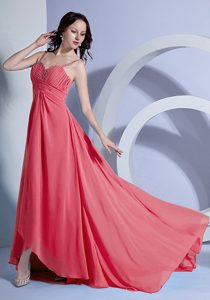 Beautiful Beading Decorated Watermelon Empire Prom Dresses with