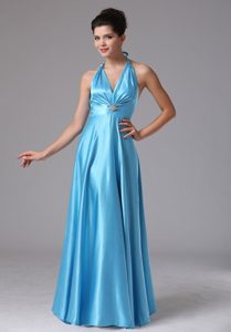 Baby Blue Halter Top Classical Prom Nightclub Dress under 150 for Summer