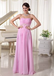 Baby Pink Chiffon Appliqued Wonderful Prom Homecoming Dress with Ruches