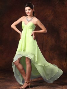 Impressive Yellow Green High-low Sweetheart Prom Holiday Dresses for Fall