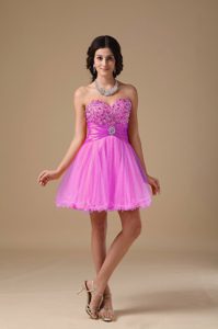 Hot Pink Sweetheart Beaded Fashionable Summer Prom Dress for Girls