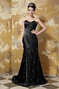 Sweetheart Black Wonderful Prom Dress for Women with Sequins