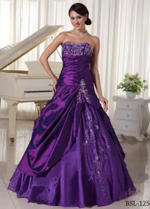 Righteous Dark Purple Quinceanera Dresses in Taffeta and Organza
