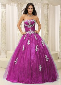 Urbane Fuchsia Quinceanera Dress with Paillette Over Skirt in Tulle