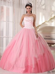 Tulle Beading Trendy Sweetheart Lace-up Quinceanera Dress in Rose Pink