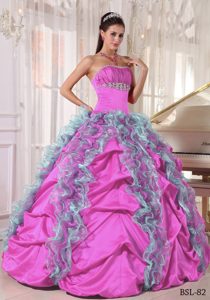Luxury and Grace Strapless Dress for Quinceaneras in Organza and Taffeta
