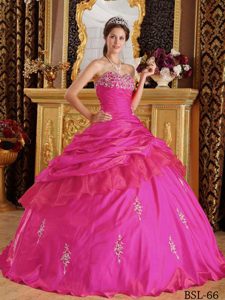 Newest Hot Pink Sweetheart Quinceanera Dress to Long in Taffeta