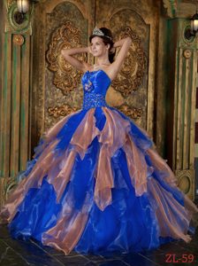 New Strapless Organza Quinceanera Formal Dress with Beading and Ruffles