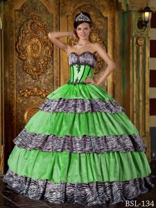 Luxurious Ball Gown Sweetheart Zebra Dress for Quince Popular Nowadays