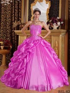 Hot Pink Ball Gown Sweetheart Taffeta Quinceanera Dresses with Pick Ups