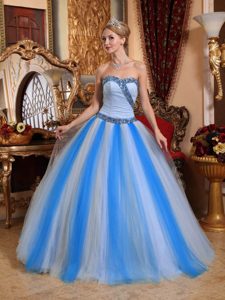 Multi-color Ball Gown Sweetheart Tulle Quinceanera Dresses with Beading