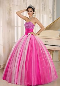 Multi-color 2013 New Arrival Strapless Tulle Dress for Quince in Tulle for Cheap