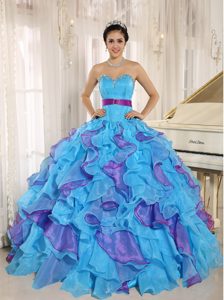 Stylish Multi-color Sweetheart Quinceanera Dress with Ruffles and Appliques