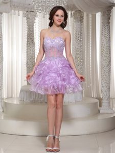 Sweetheart Beaded Organza 2012 Impressive Prom Gown Dress in Lavender