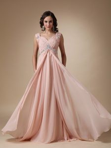 Baby Pink Court Train Exquisite Prom Formal Dresses with Straps under 150