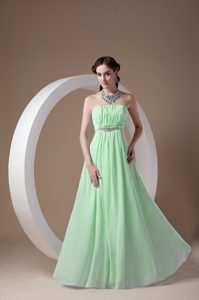 Light Green Ruched and Beaded Zipper-up Classical Dress for Prom Princess