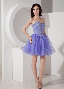 Modern Mini-length Sweetheart Lilac Dress for Prom Princess with Beading