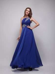 One Shoulder Zipper-up Blue Discount Prom Party Dresses in Blue under 150