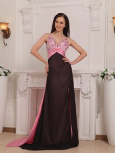 Impressive Spaghetti Zipper-up Beaded Prom Pageant Dress in Pink and Black