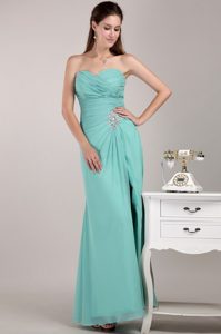 2013 Best Seller Sweetheart High Slit Summer Prom Gown Dress in Turquoise