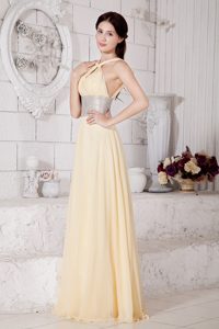 Wonderful V-neck Chiffon Prom Nightclub Dress in Light Yellow