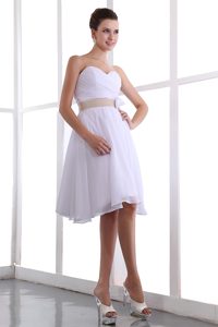 White Sweetheart Flower Discount Prom Cocktail Dress for Summer under 150