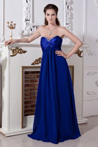 Impressive Sweetheart Lace-up Chiffon Long Prom Party Dress in Royal Blue